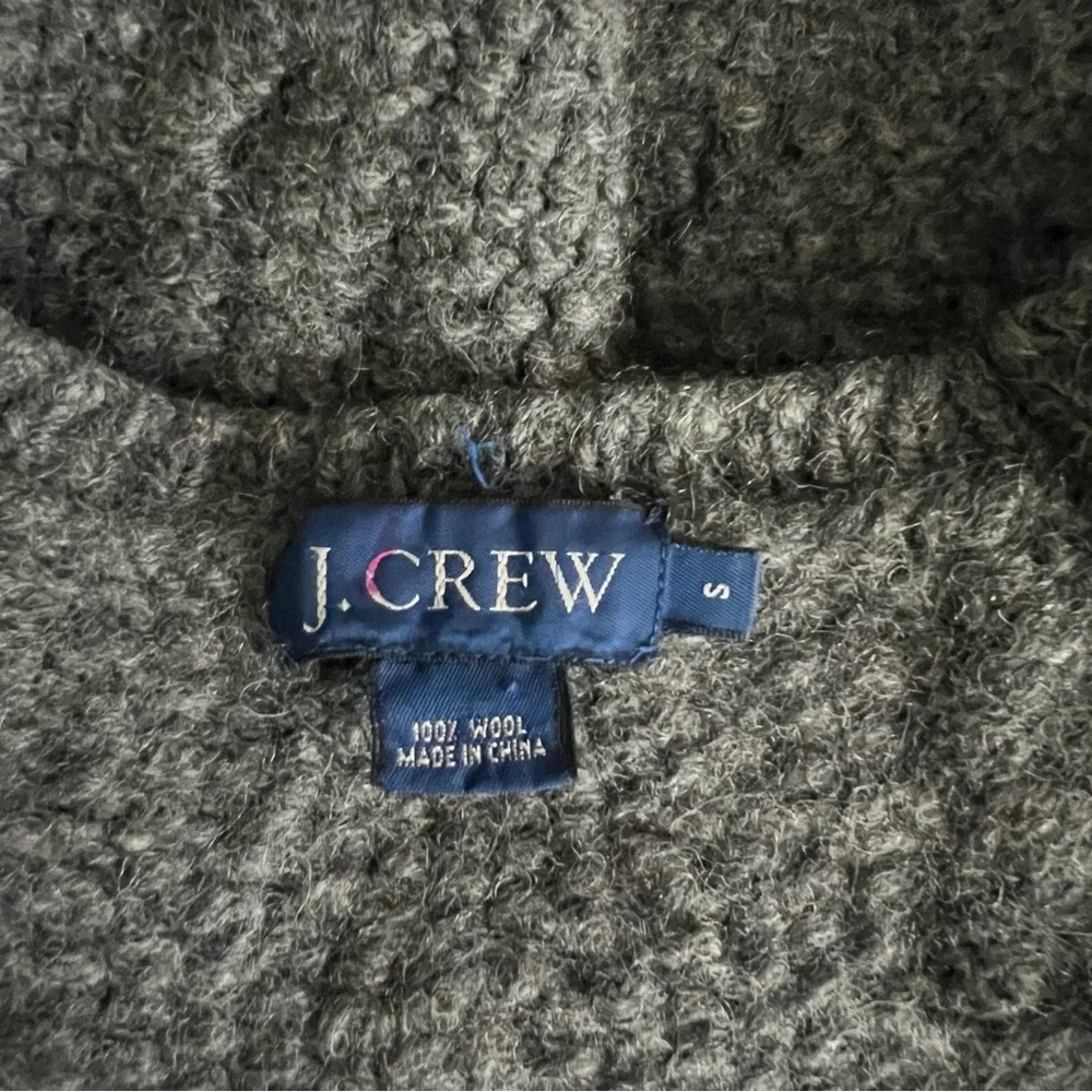 Men’s Vintage 100% Wool J. Crew Charcoal Gray Cable Knit Crewneck Sweater S